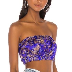 Blue and Gold Embroidered Tube Top